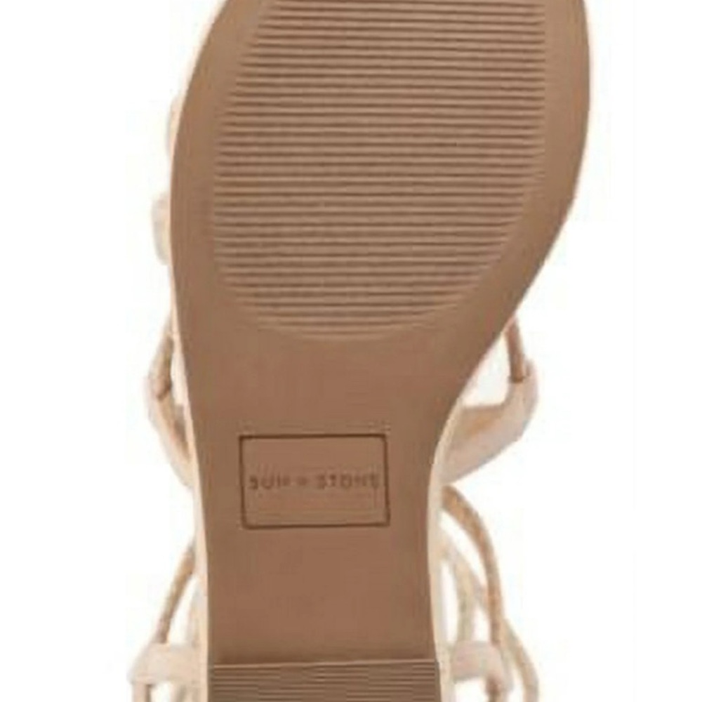 SUN STONE Beige Platform Ankle Trinnie Wedge Lace-Up Espadrilles sz 9.5 NEW - Picture 4 of 4